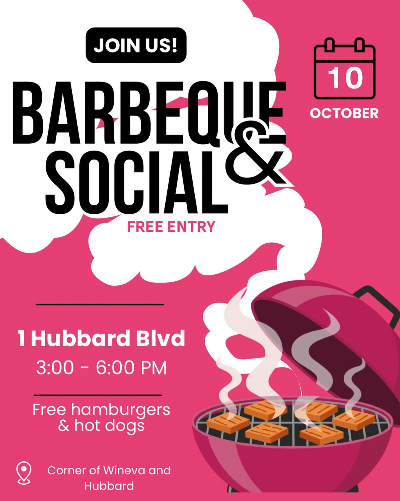 Join us for a social barbeque for free hamburgers & hot dogs!
TOMORROW, Saturday October 10. 
1 Hubbard Blvd from 3:00 - 6:00 PM 
Southeast Corner of Wineva and Hubbard.

All are welcome.

#kmorrison4bey #beacheseastyork